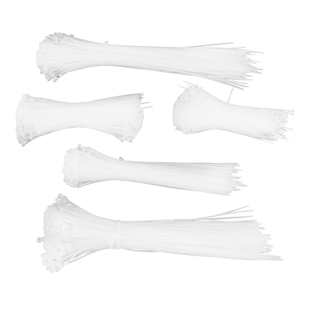5Packs Cable Ties Zip Wraps Set Disposable Nylon Wire Cord Strap Fastener Fastening OrganizerWhite