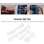 5Packs Cable Ties Zip Wraps Set Disposable Nylon Wire Cord Strap Fastener Fastening OrganizerWhite