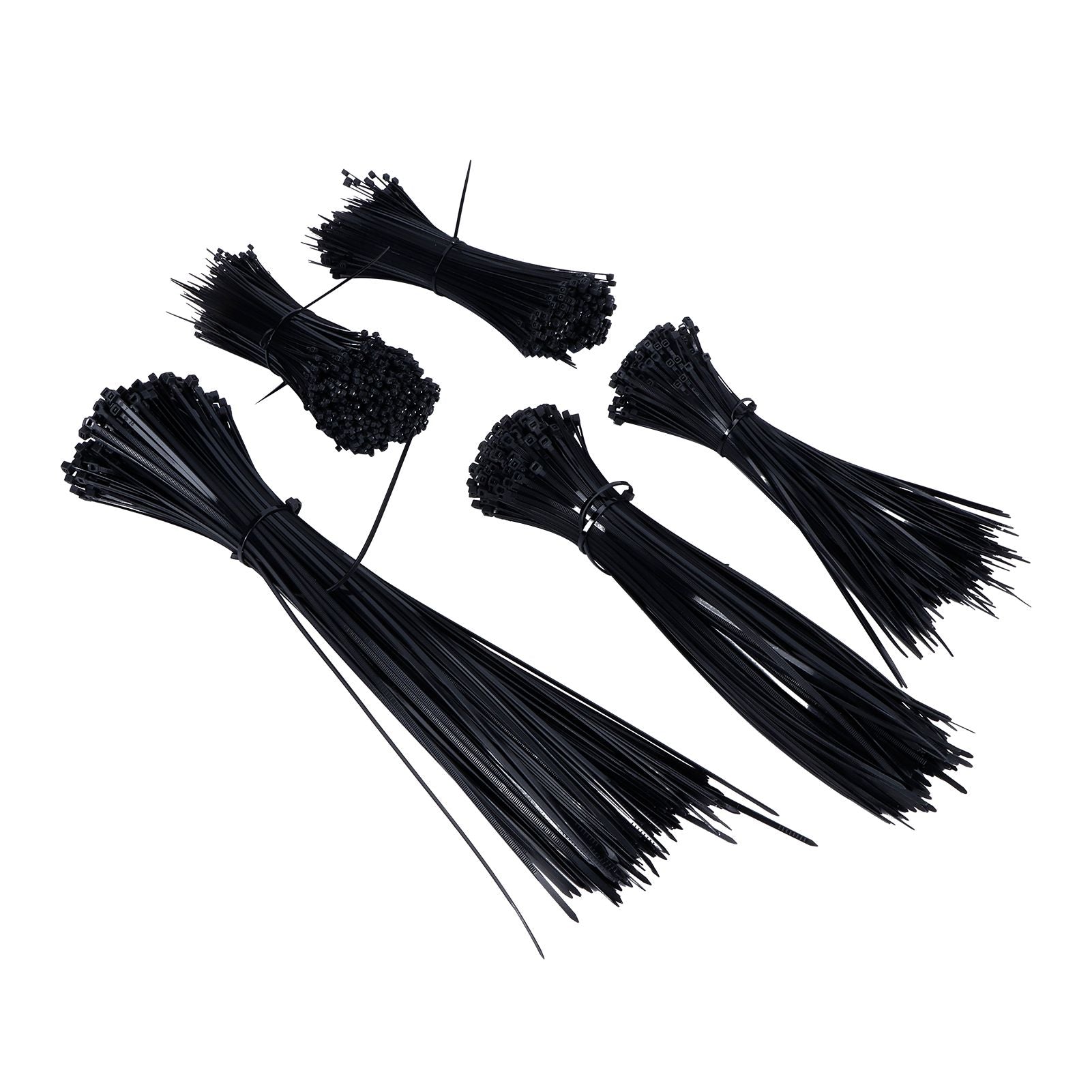 5Packs Cable Ties Zip Wraps Set Disposable Nylon Wire Cord Strap Fastener Fastening OrganizerBlack