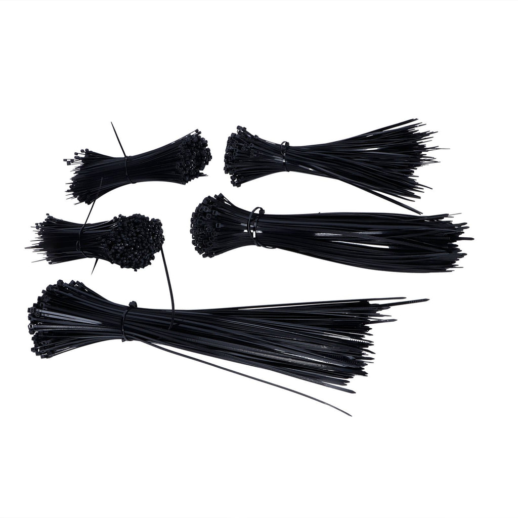 5Packs Cable Ties Zip Wraps Set Disposable Nylon Wire Cord Strap Fastener Fastening OrganizerBlack
