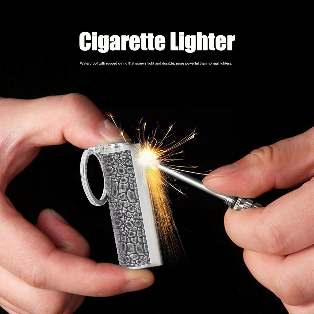 Cigarette Lighter Matchstick Kerosene Lighter Waterproof Lighter Outdoor Vintage Key ChainGray