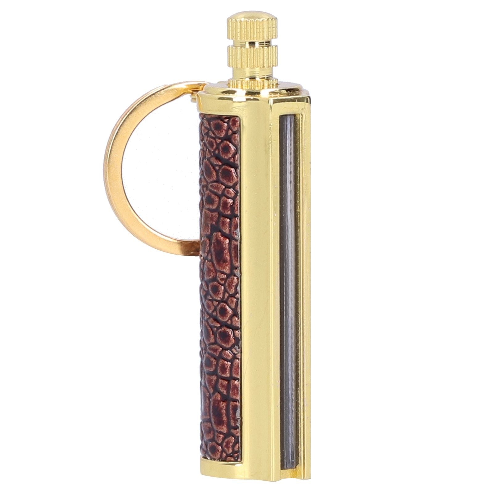 Cigarette Lighter Matchstick Kerosene Lighter Waterproof Lighter Outdoor Vintage Key ChainGolden Brown