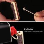 Cigarette Lighter Matchstick Kerosene Lighter Waterproof Lighter Outdoor Vintage Key ChainGolden Brown