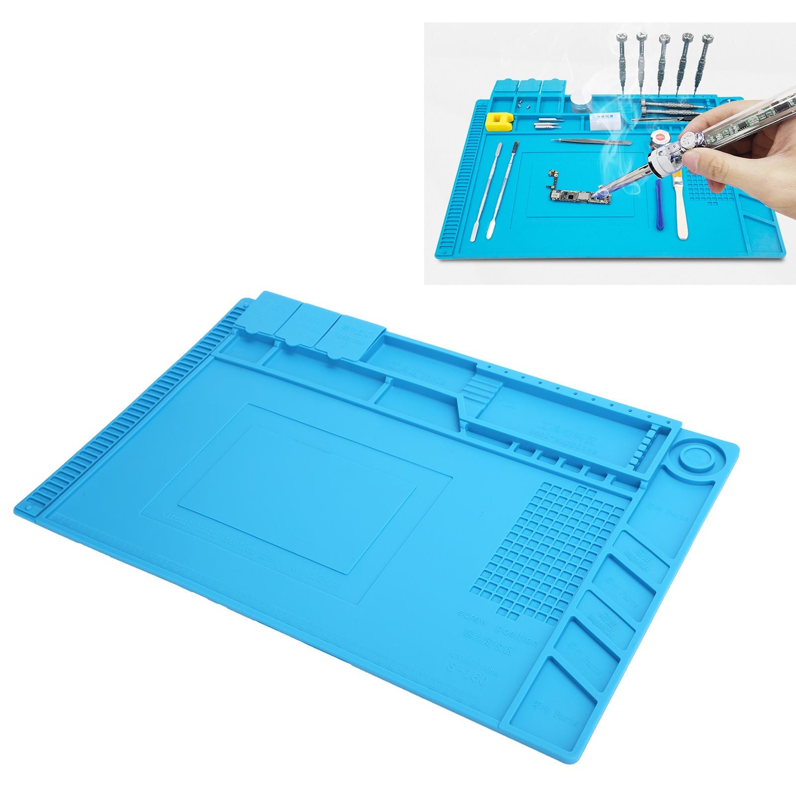 Repair Mat Magnetic Slot Silicone Heat Resistant Solder Station Parts Adsorption Pad Light Blue