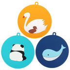 5PCS Silicone Placemat Cute Cartoon Animals Coaster Heat Resistant Table Mats for Home Kitchen