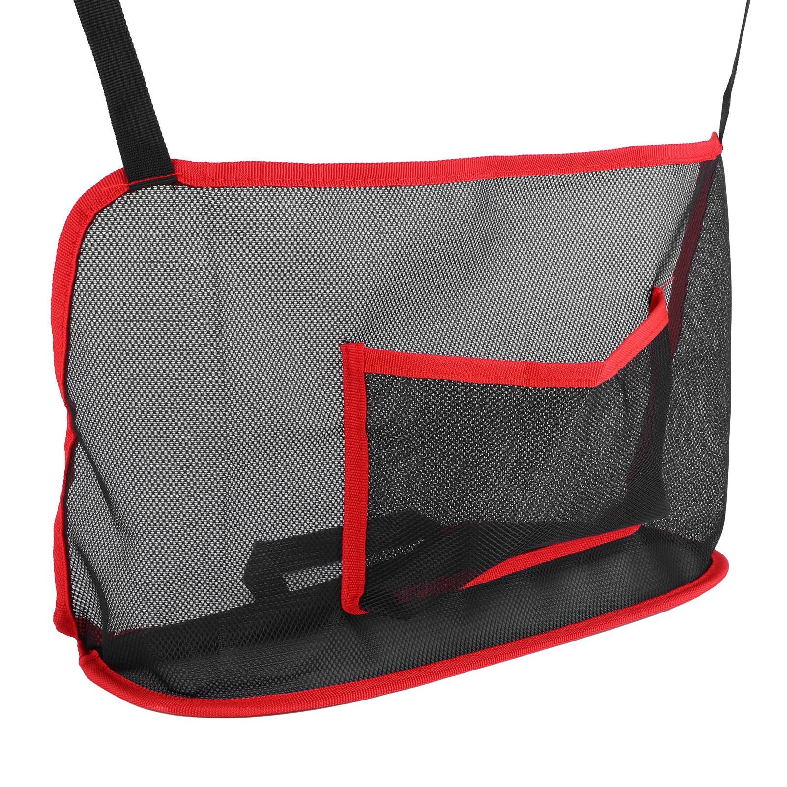 Handbag Holder Organizer Polyester Fiber Car Interior Seat Back Storage Net Bag AccessoryWith Pocket Red