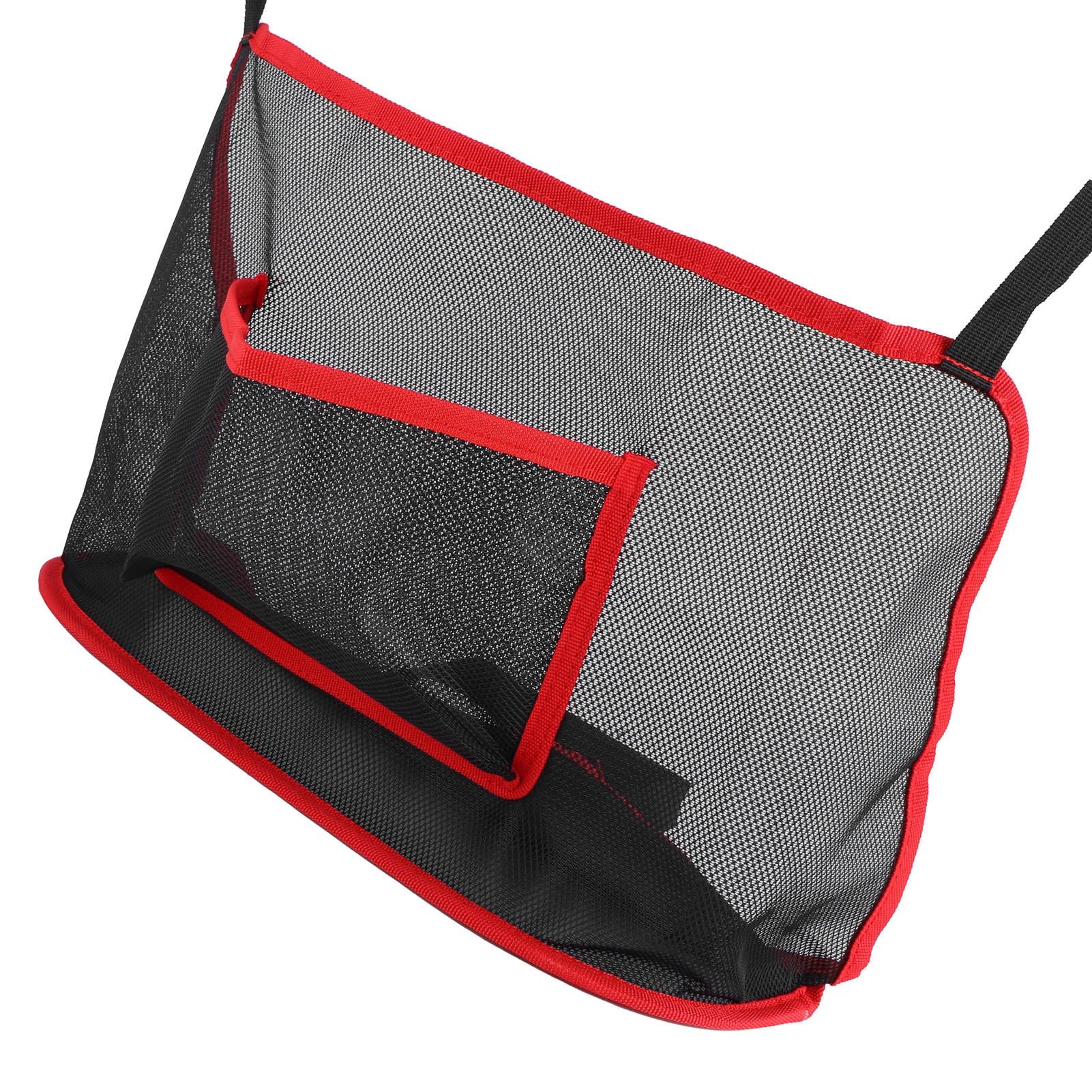Handbag Holder Organizer Polyester Fiber Car Interior Seat Back Storage Net Bag AccessoryWith Pocket Red