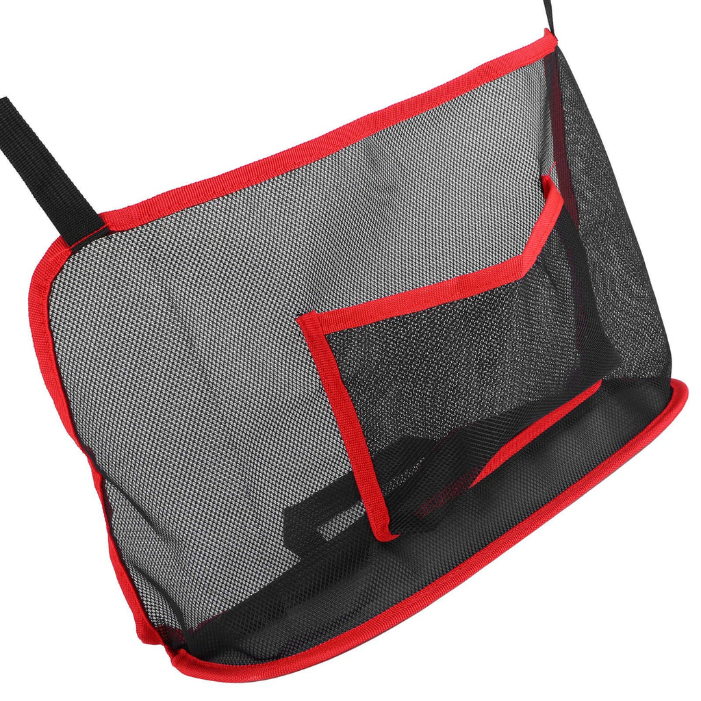 Handbag Holder Organizer Polyester Fiber Car Interior Seat Back Storage Net Bag AccessoryWith Pocket Red