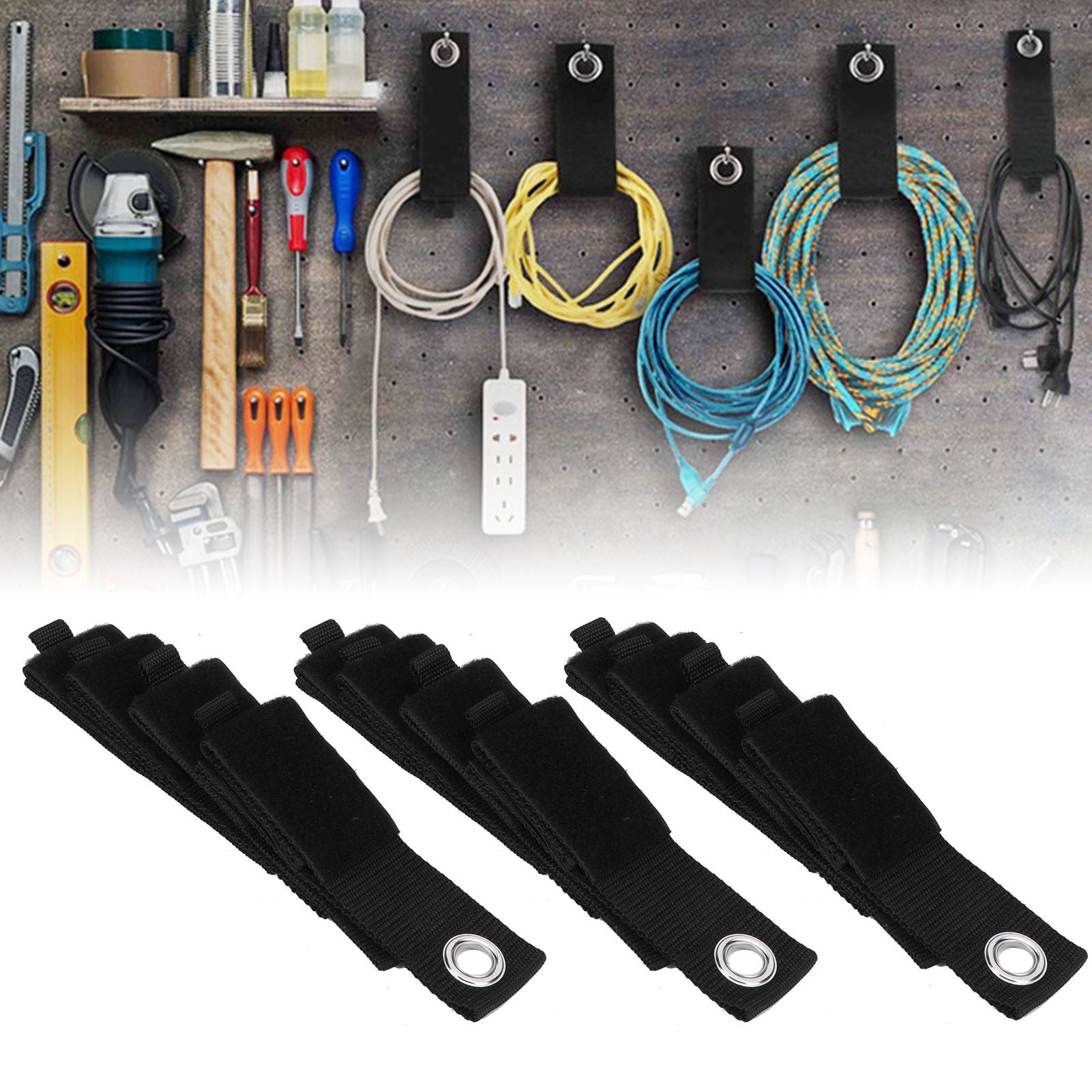 12PCS Heavy Duty Cable Storage Straps Extension Cord Holder Hook Loop Organizer Hanger