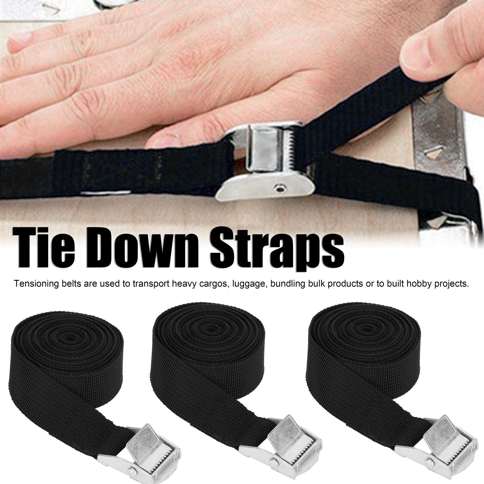 6PCS Heavy Duty Lashing Straps Adjustable Buckle Tie Down Straps for Motorcycle Trucks Luggage