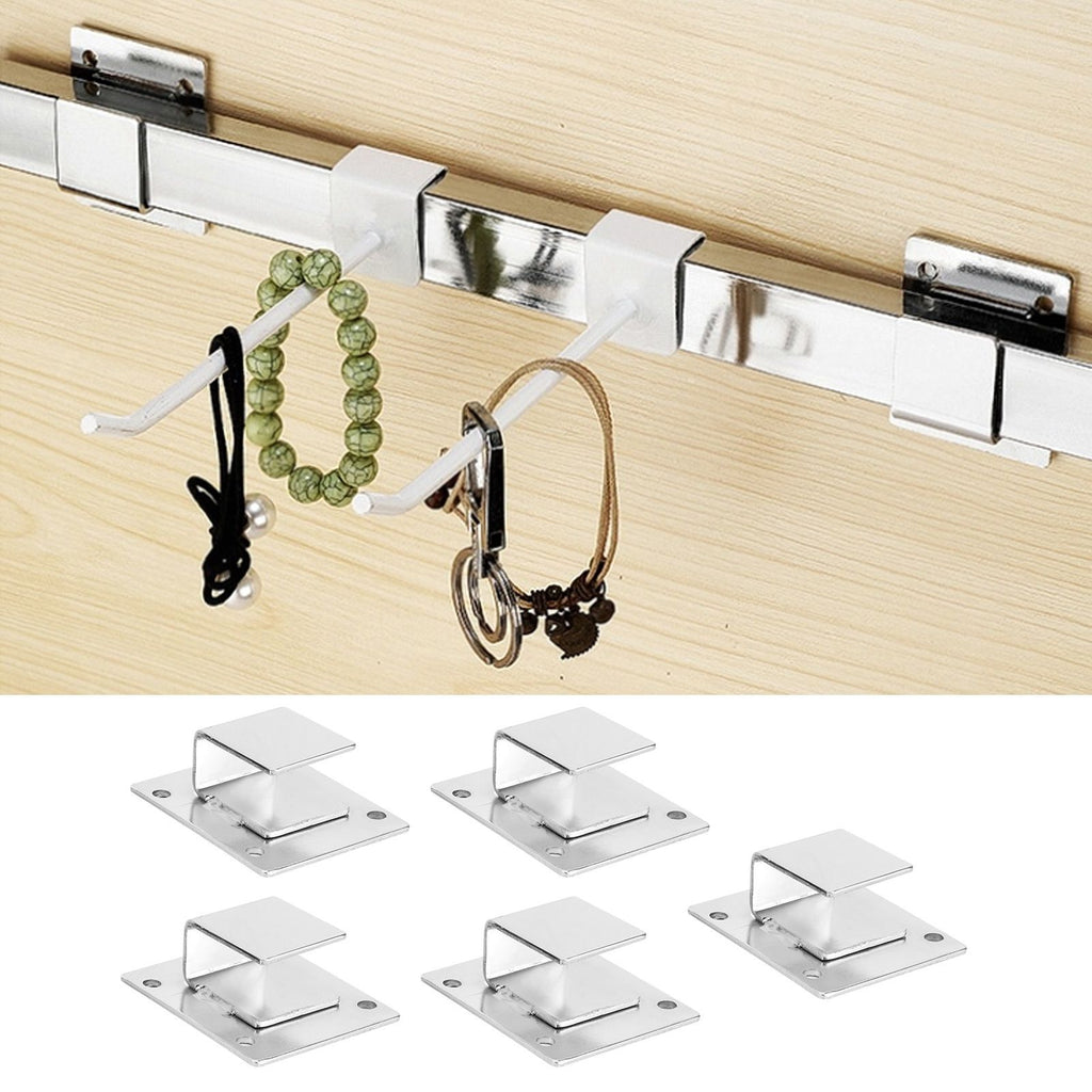 5Pcs Shelf Mount Bracket Hanger Stainless Steel Tube Support Holder Buckle Hardware SilverOpening Type