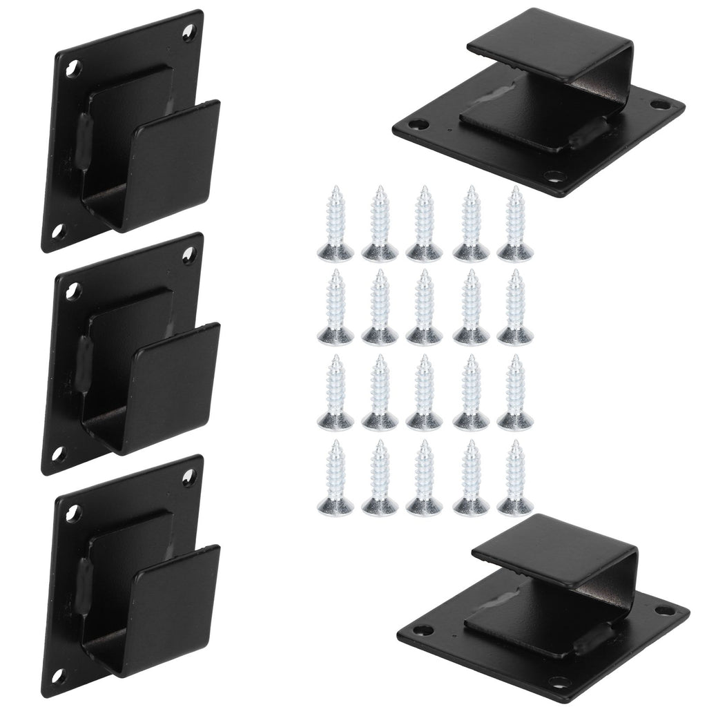5pcs Wall Shelf Mount Bracket Display Shelf Hook Hanger Rack Tube Bar Holder BlackOpening Type