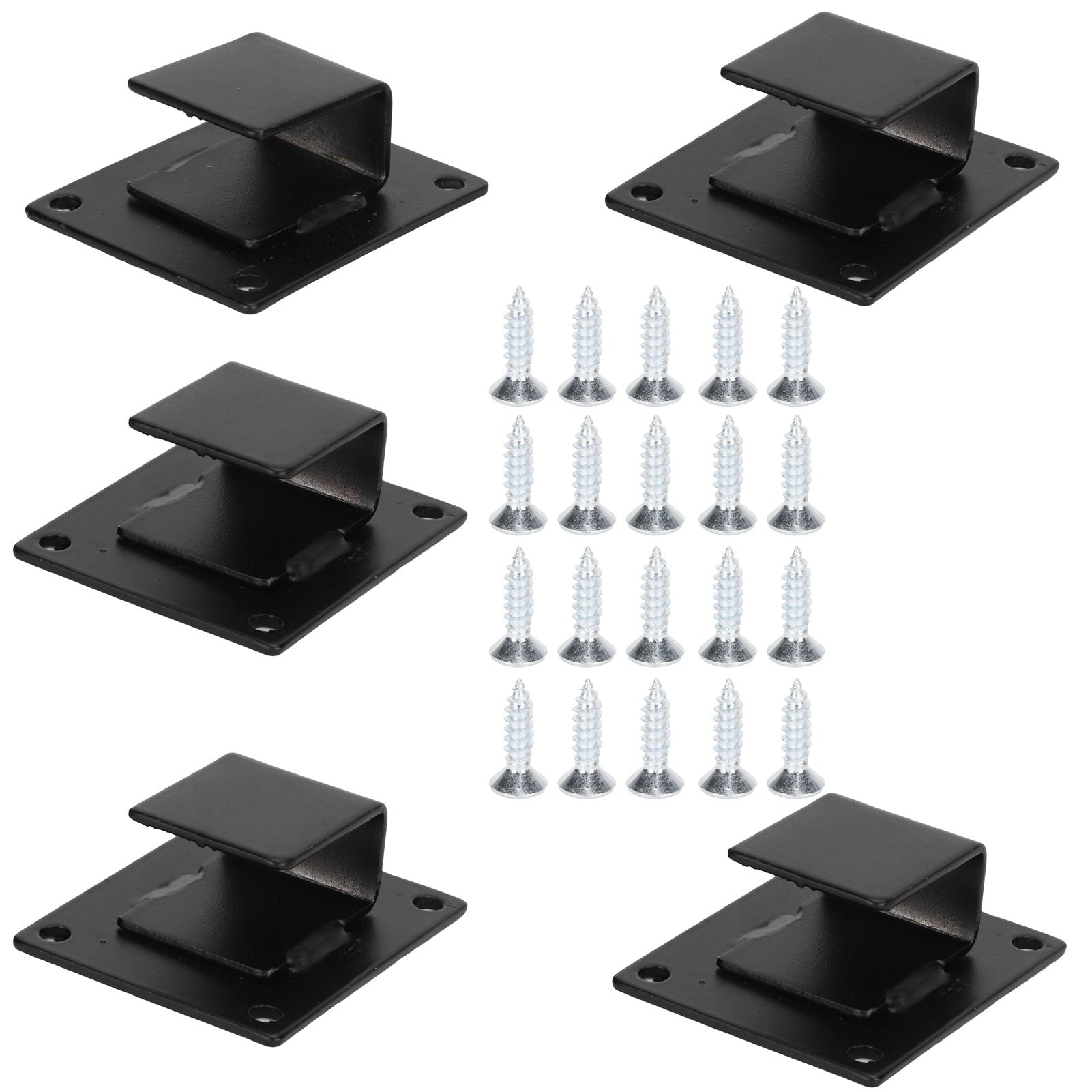 5pcs Wall Shelf Mount Bracket Display Shelf Hook Hanger Rack Tube Bar Holder BlackOpening Type