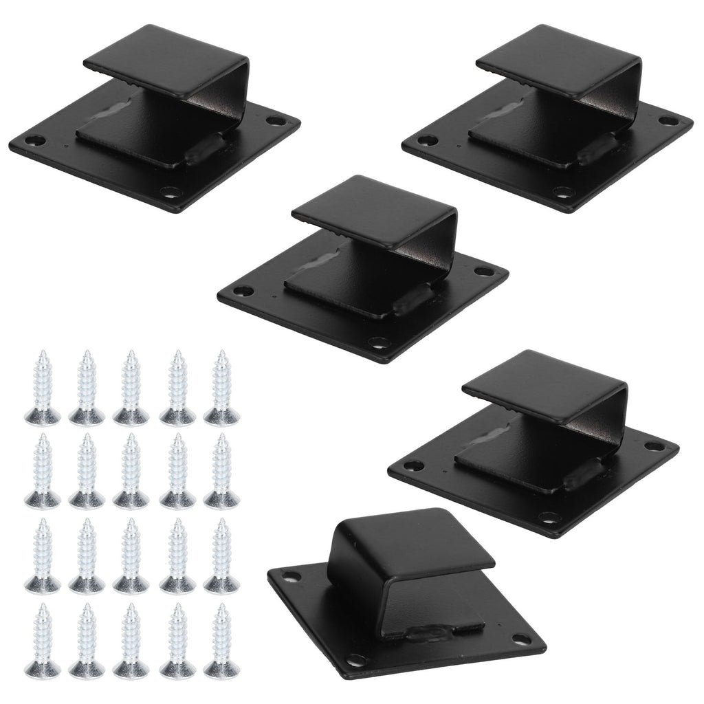 5pcs Wall Shelf Mount Bracket Display Shelf Hook Hanger Rack Tube Bar Holder BlackOpening Type