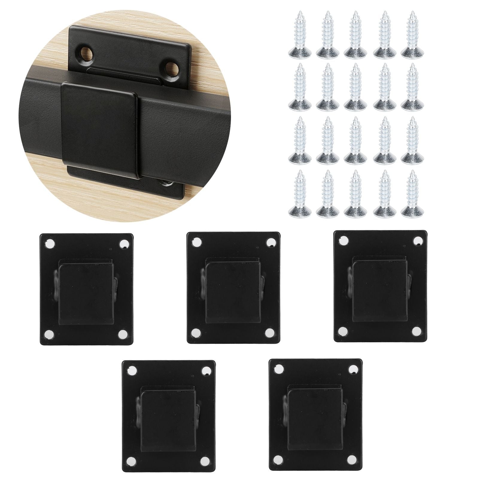 5pcs Wall Shelf Mount Bracket Display Shelf Hook Hanger Rack Tube Bar Holder BlackOpening Type