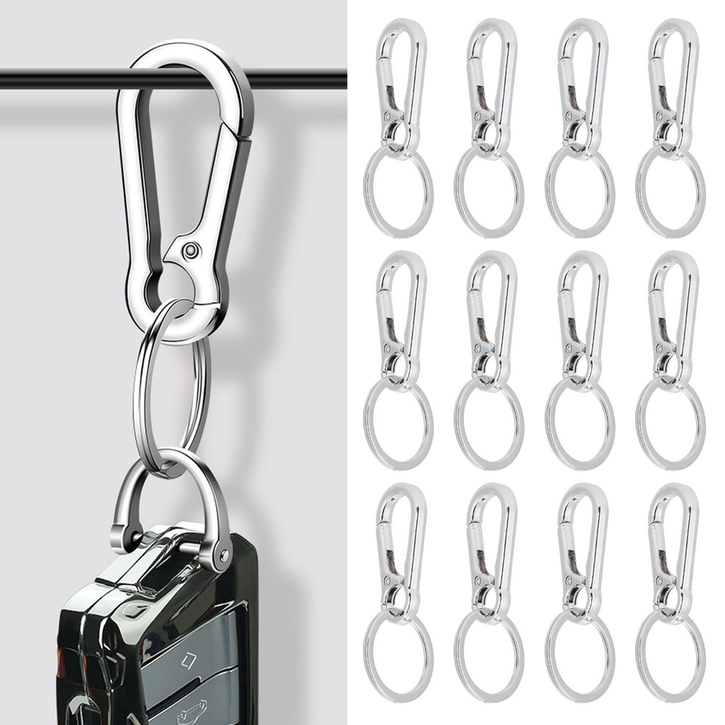 12pcs Alloy Keychain AntiRust No Deformation Glossy Surface for Hanging Key Wallet Zip Belt