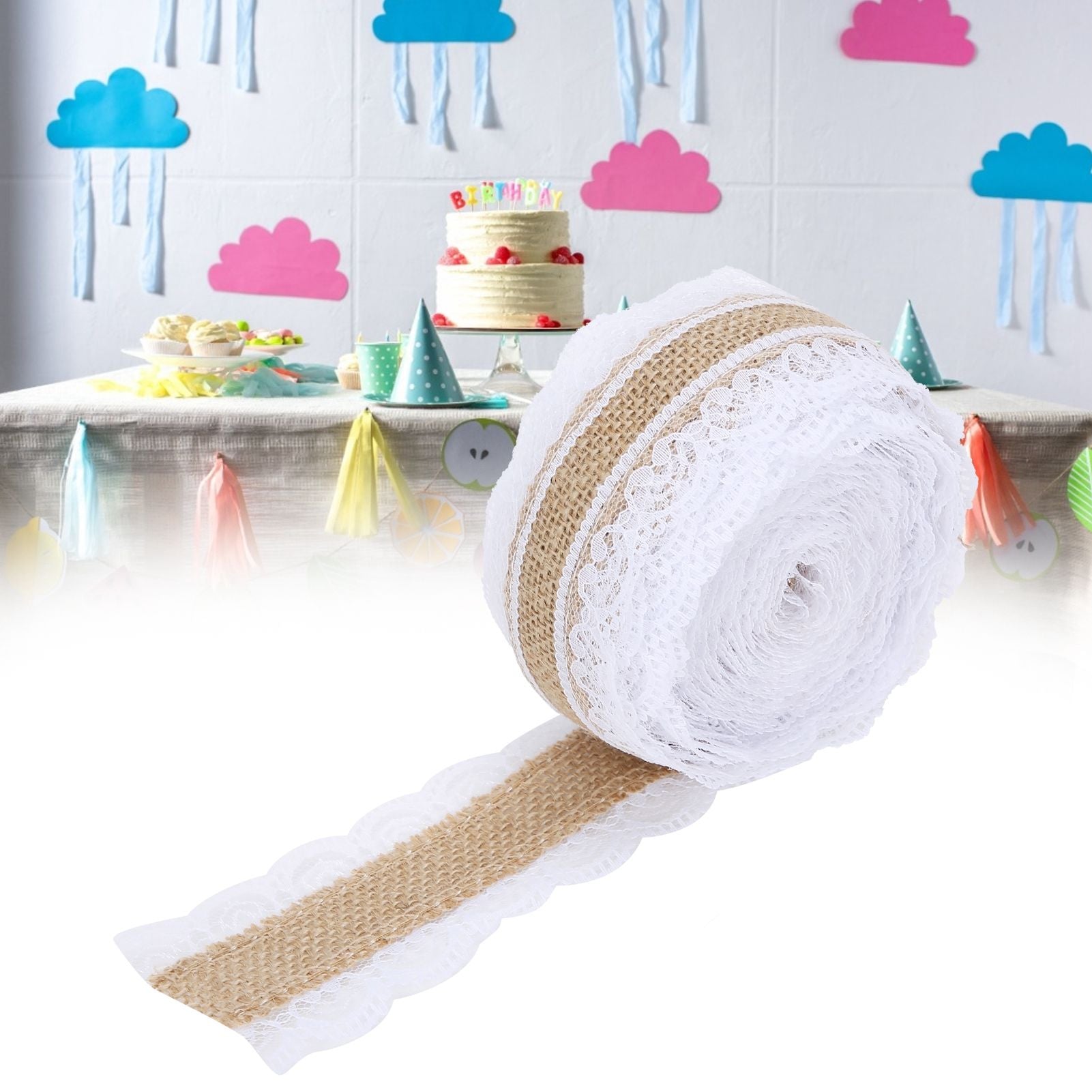 10m DIY Jute Lace Roll Wedding Birthday Party Decoration Crafts Clothing Accessories