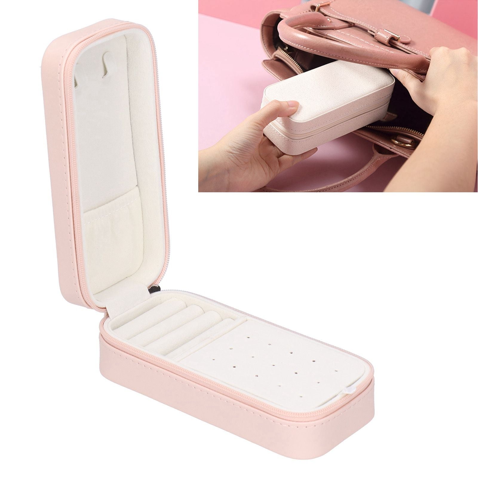 Portable Jewelry Organizer PU Fashion Earrings Necklace Rings Packaging Display Collection Case
