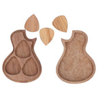 Guitar Pick Box Holder Collector with 3Pcs Wooden Picks Musical Instrument Accessory