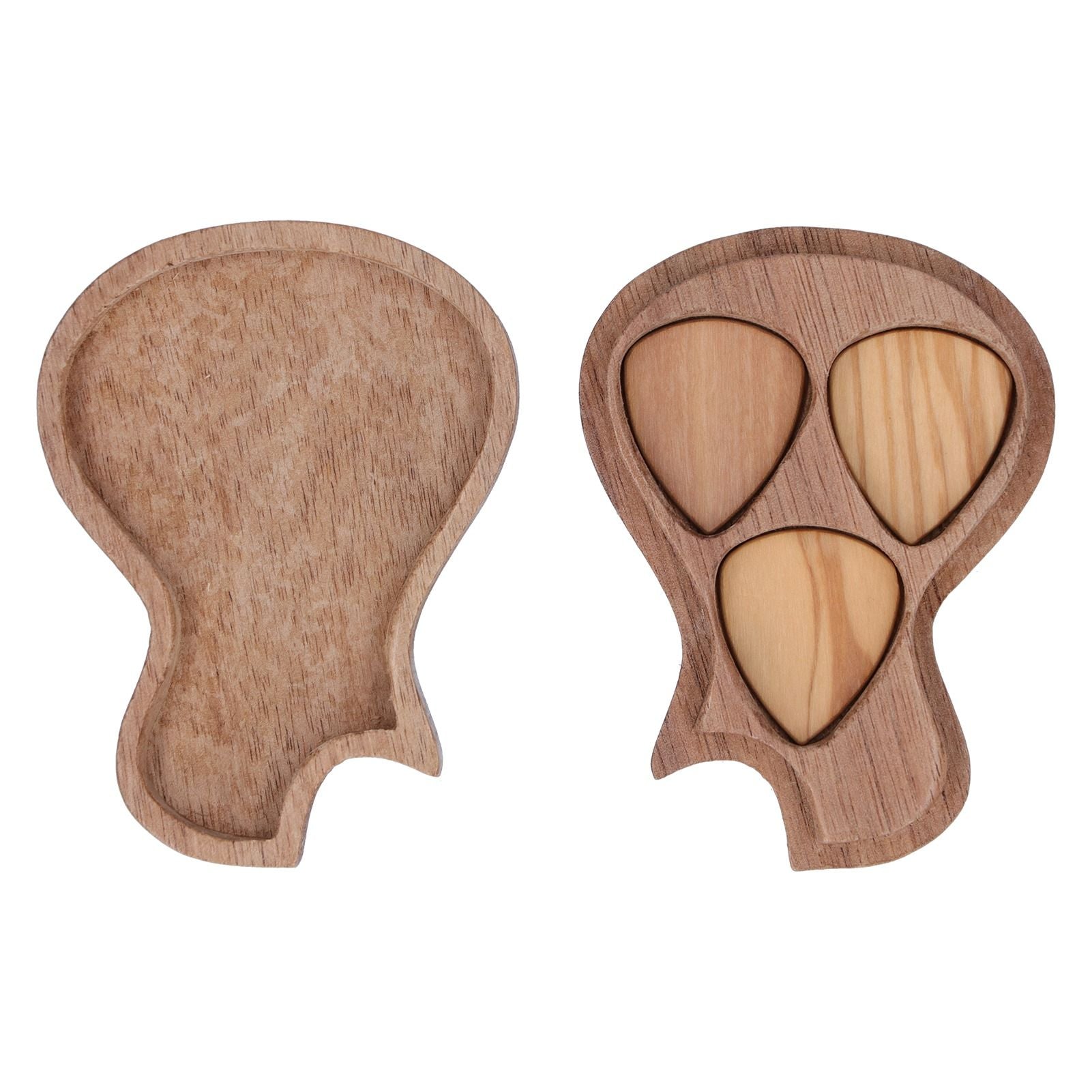 Guitar Pick Box Holder Collector with 3Pcs Wooden Picks Musical Instrument Accessory