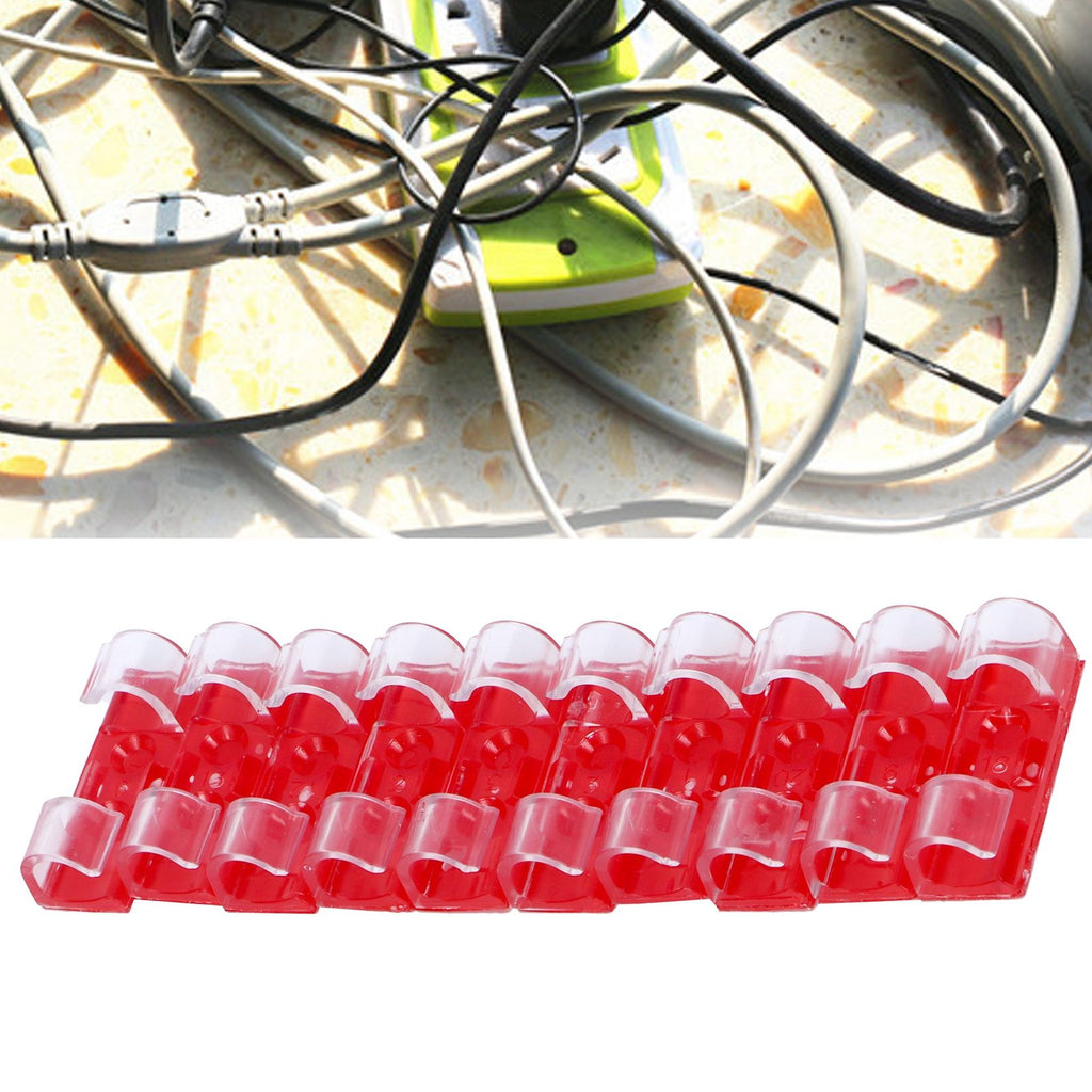 20Pcs Wire Clamp Self adhesive Line Cable Clip Buckle Fastener Desktop Organizer(Transparent )