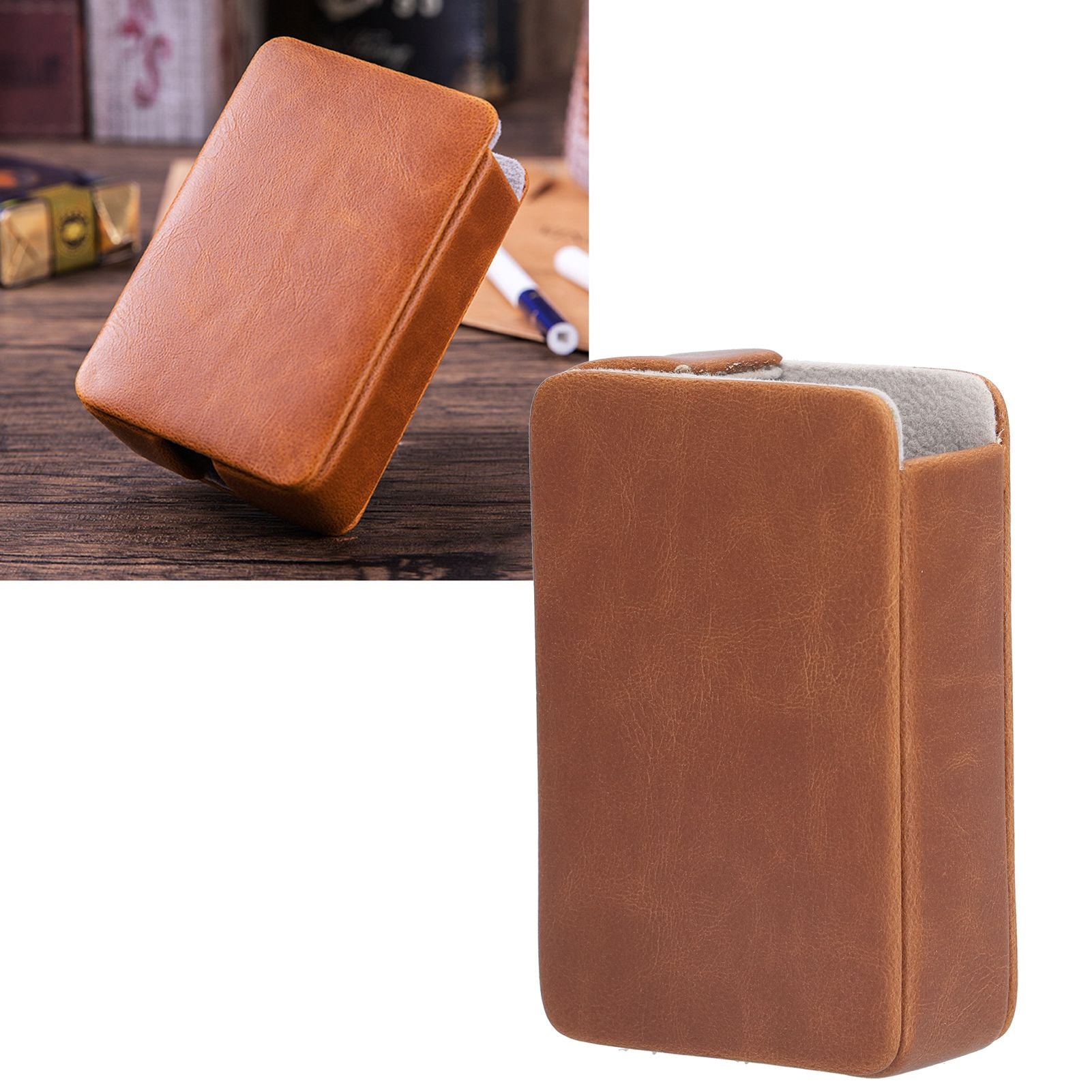 Cigarette Case Magnet Cigarette Box 20 Capacity Pressure Resistant PU Cigarette Case for MenApricot