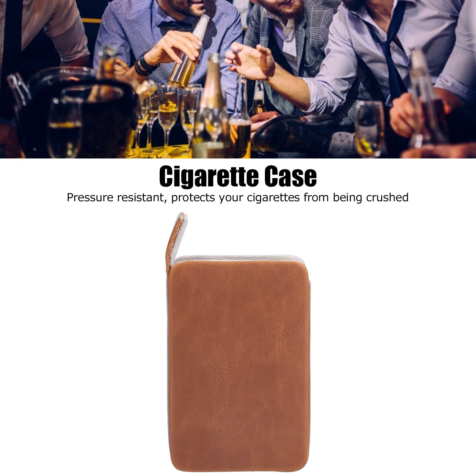 Cigarette Case Magnet Cigarette Box 20 Capacity Pressure Resistant PU Cigarette Case for MenApricot