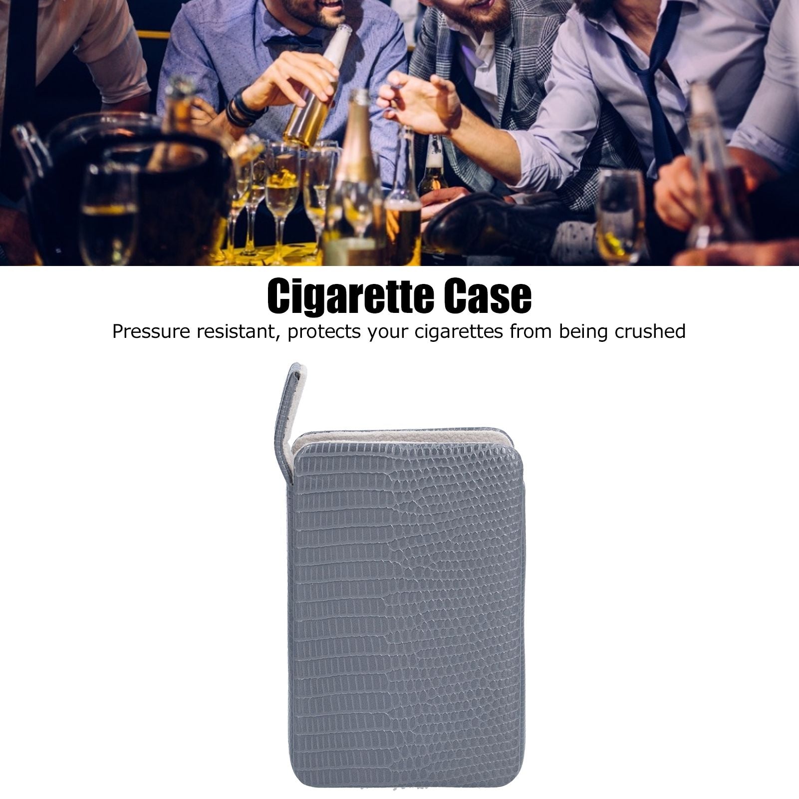 Cigarette Case Magnet Cigarette Box 20 Capacity Pressure Resistant PU Cigarette Case for MenGray
