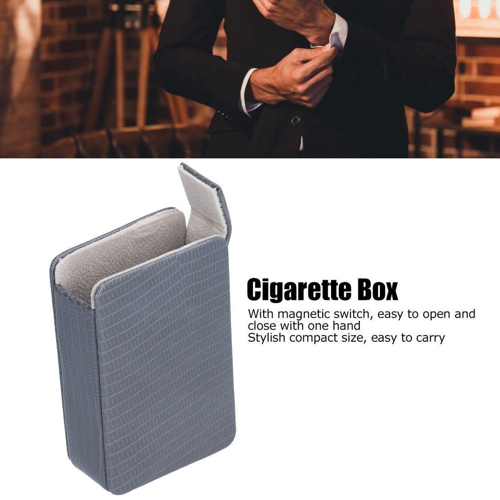 Cigarette Case Magnet Cigarette Box 20 Capacity Pressure Resistant PU Cigarette Case for MenGray
