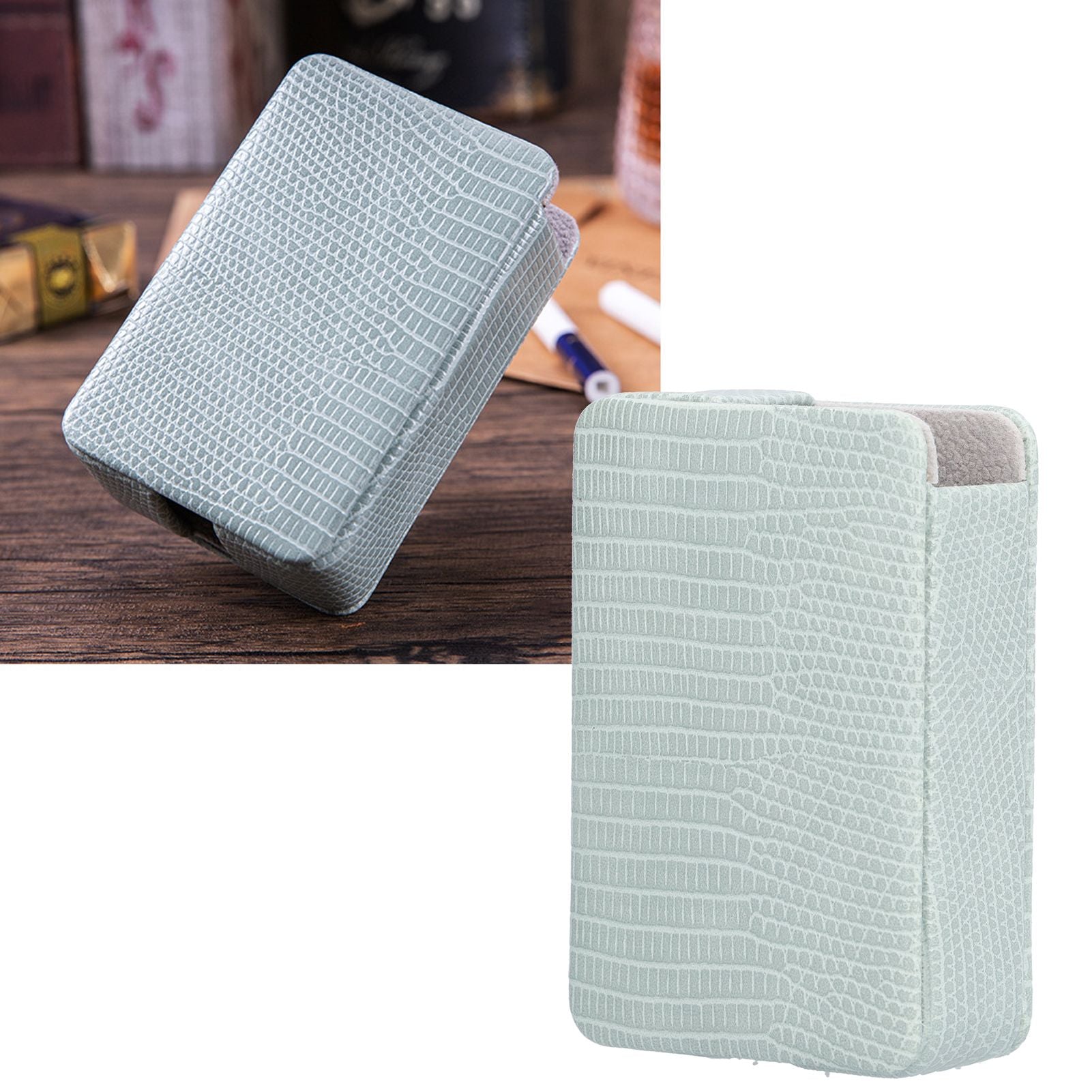 Cigarette Case Magnet Cigarette Box 20 Capacity Pressure Resistant PU Cigarette Case for MenGreen
