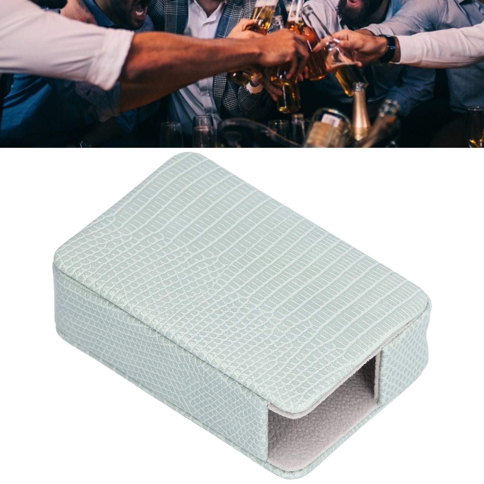 Cigarette Case Magnet Cigarette Box 20 Capacity Pressure Resistant PU Cigarette Case for MenGreen