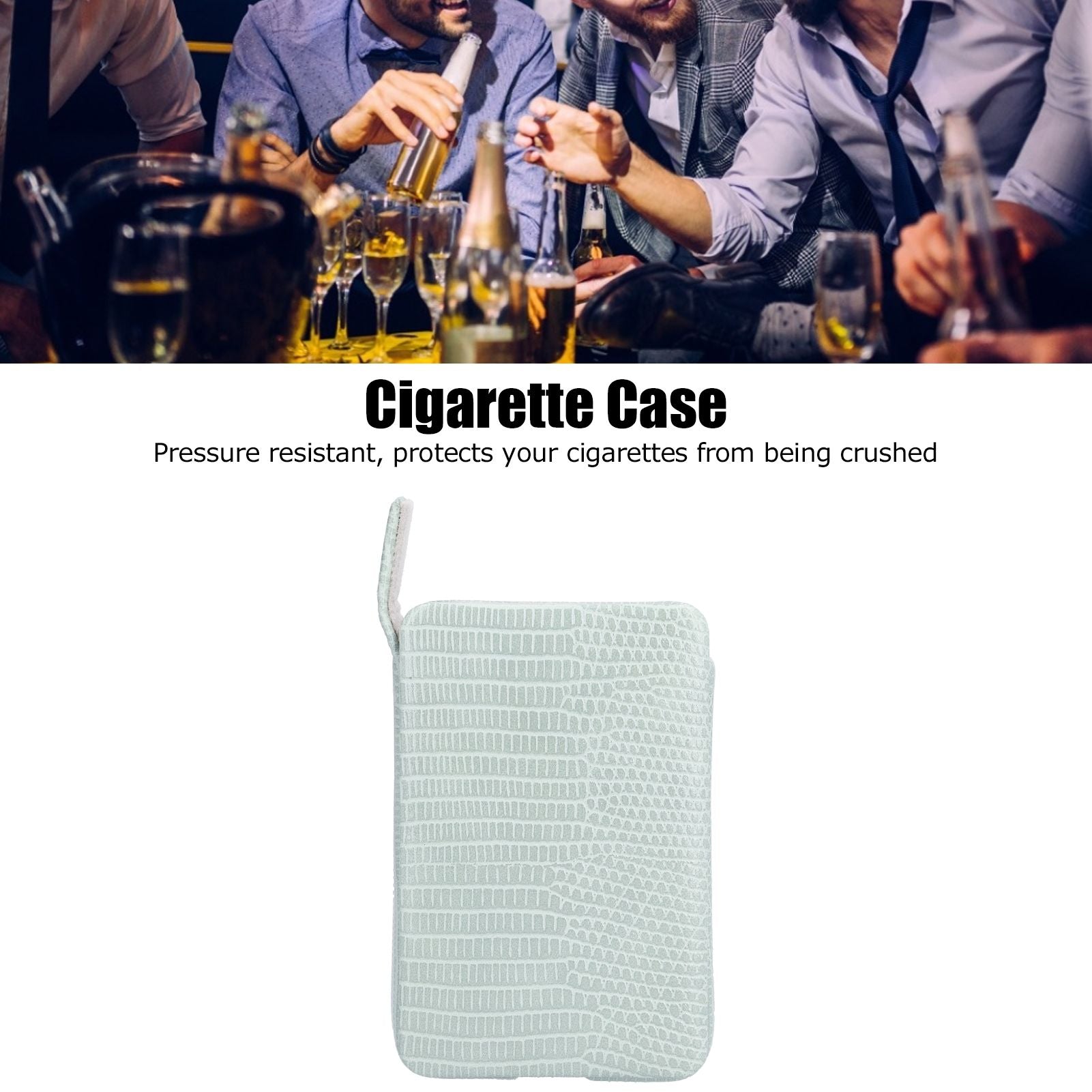Cigarette Case Magnet Cigarette Box 20 Capacity Pressure Resistant PU Cigarette Case for MenGreen