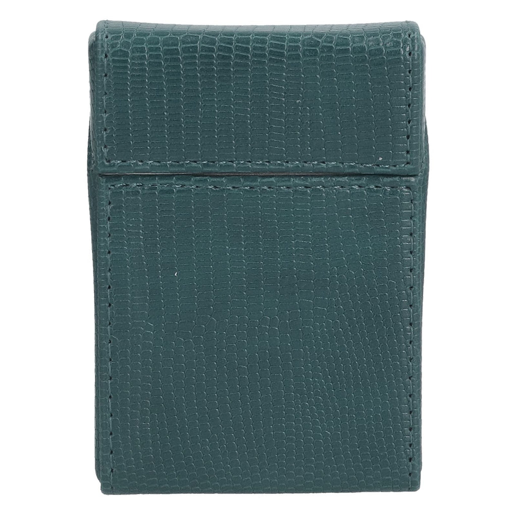 PU Cigarette Case Magnetic Cigarette Box Waterproof and Holds for 20 Cigarettes Lizard Pattern for MenGreen