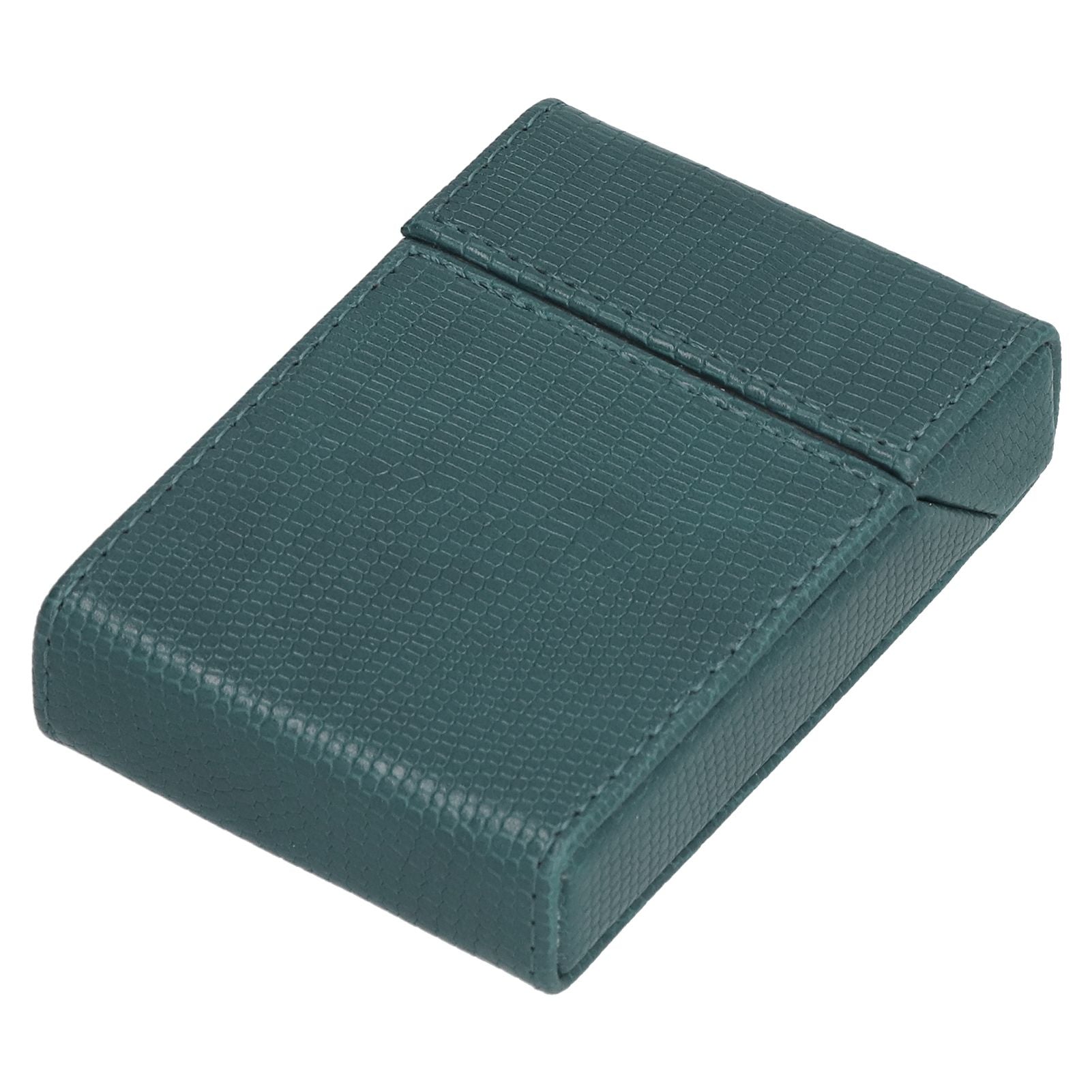 PU Cigarette Case Magnetic Cigarette Box Waterproof and Holds for 20 Cigarettes Lizard Pattern for MenGreen