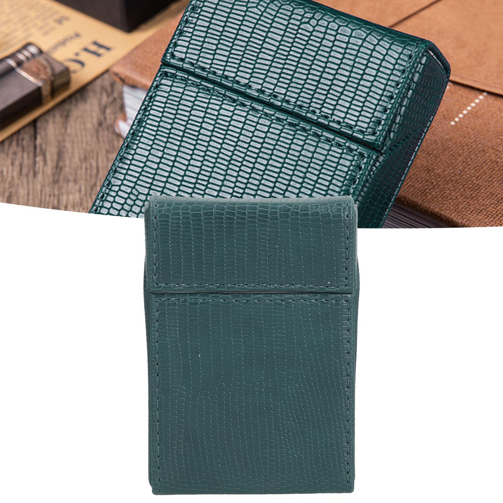 PU Cigarette Case Magnetic Cigarette Box Waterproof and Holds for 20 Cigarettes Lizard Pattern for MenGreen