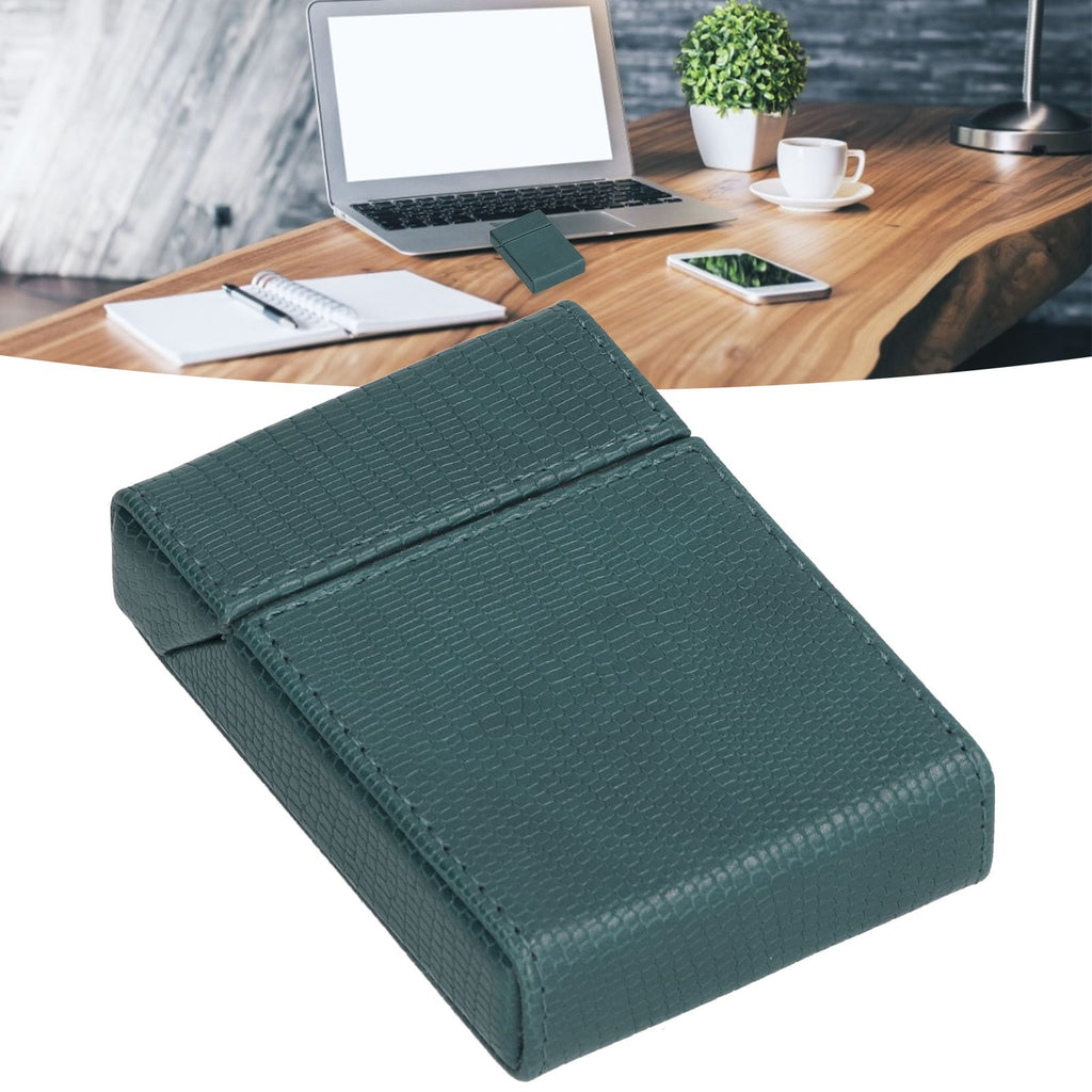 PU Cigarette Case Magnetic Cigarette Box Waterproof and Holds for 20 Cigarettes Lizard Pattern for MenGreen