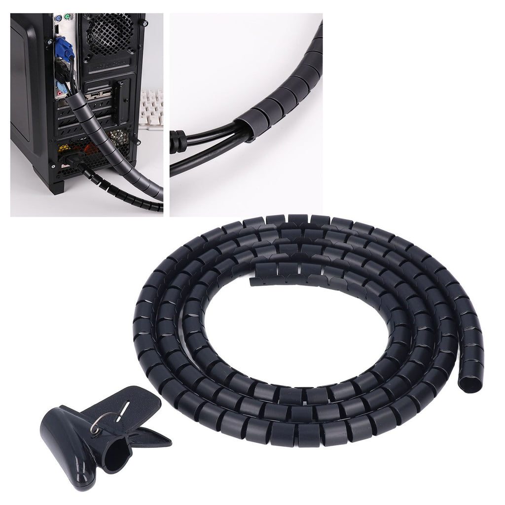Spiral Cable Wrap Organizer Dia 20mm/0.79in Wire Winding Tube Cord Management System for Home Office TV DVD PC Cable2m/6.6ft