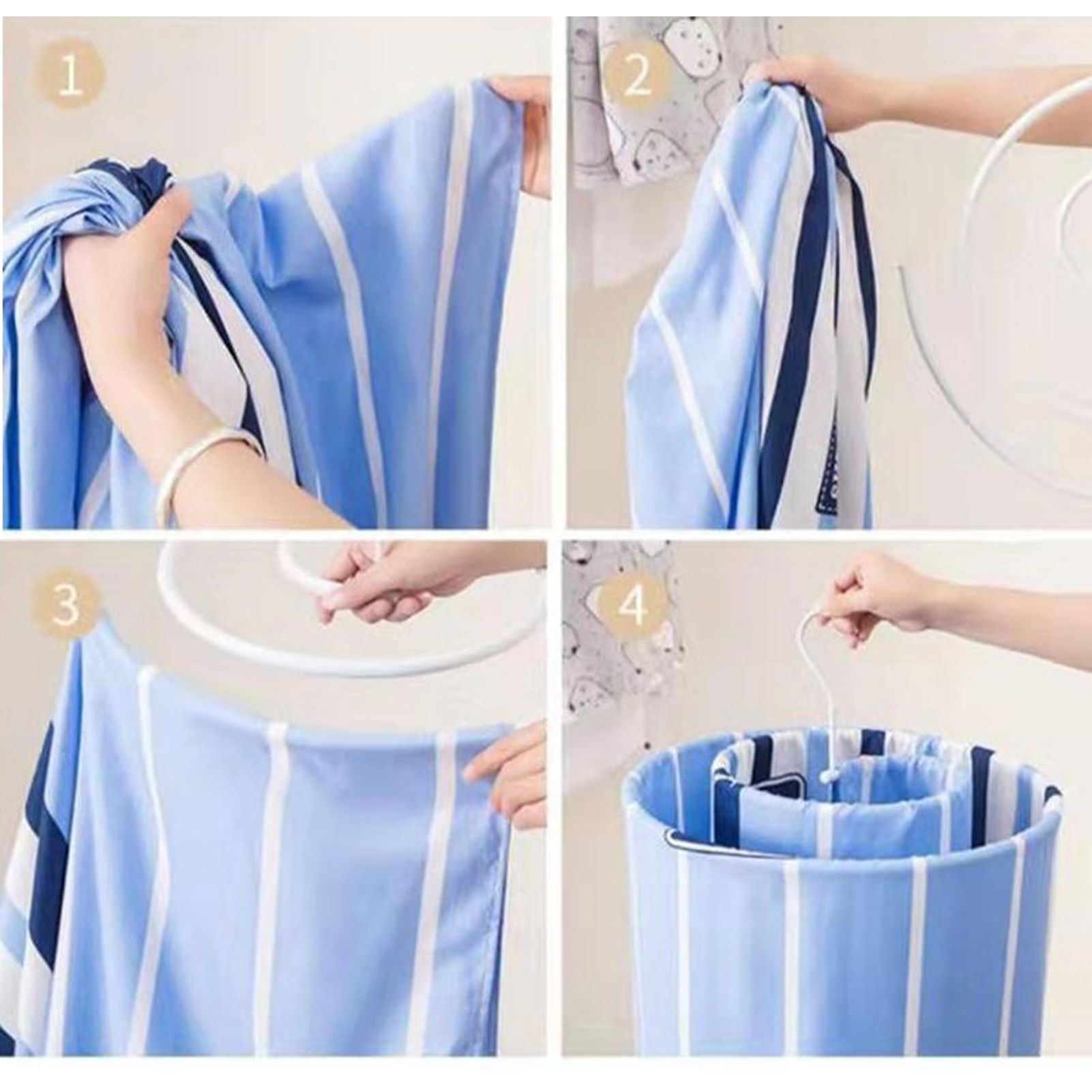 Spiral Hanger Dedicated Space Saving Stainless Steel Rustproof Quilt Bed Linen Hanger for large Sheets Quilts CurtainsWhite