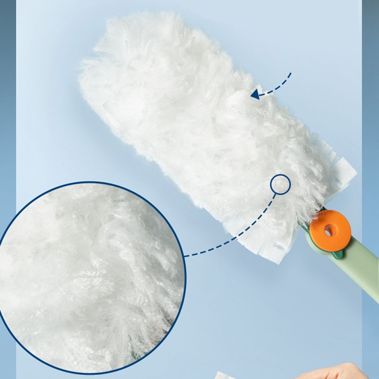 Hand Duster Electrostatic Adsorption Washable Replaceable Cleaning Fibers Telescopic Duster for Floor Desk CleaningGreen