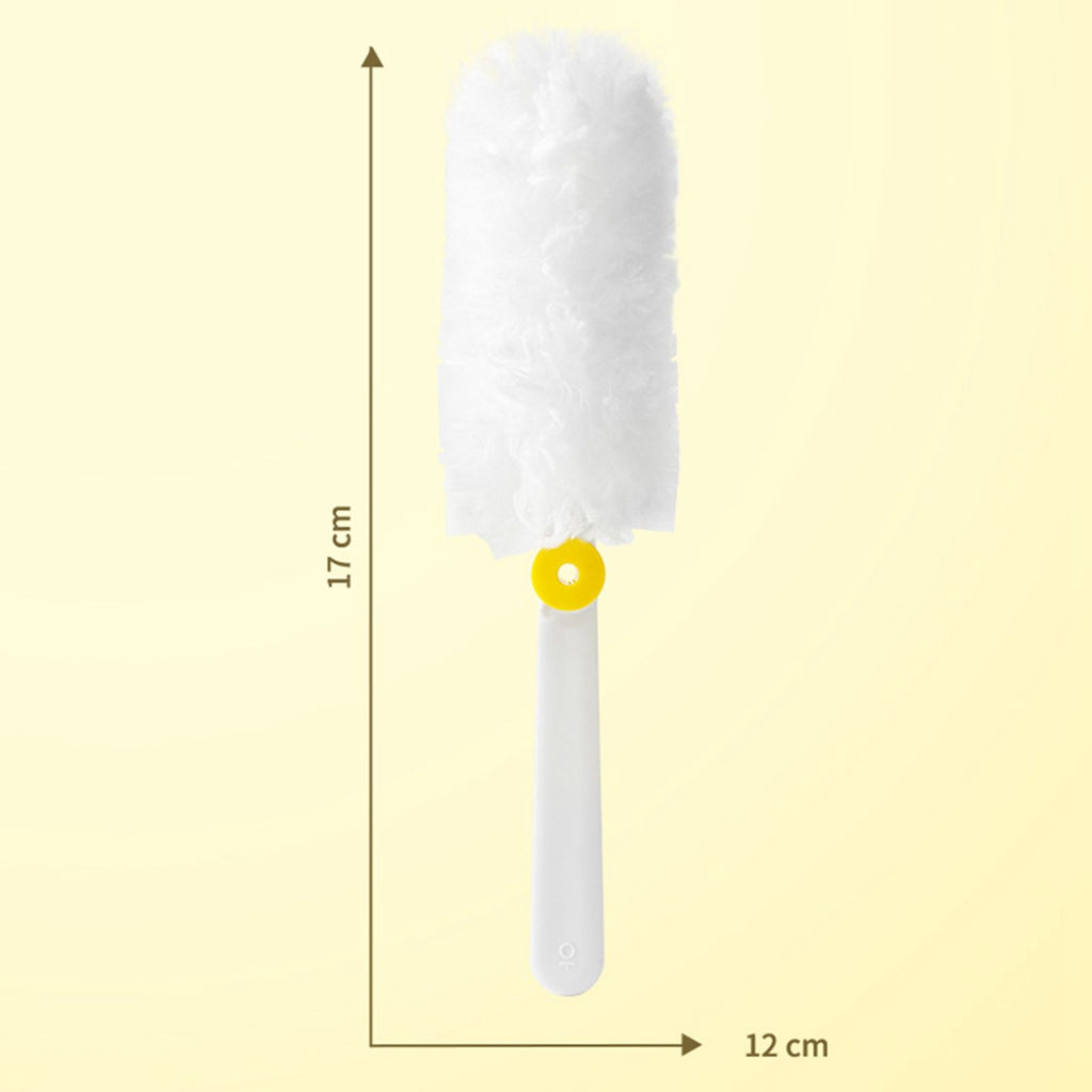 Hand Duster Electrostatic Adsorption Washable Replaceable Cleaning Fibers Telescopic Duster for Floor Desk CleaningFlat White