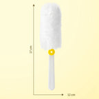 Hand Duster Electrostatic Adsorption Washable Replaceable Cleaning Fibers Telescopic Duster for Floor Desk CleaningFlat White