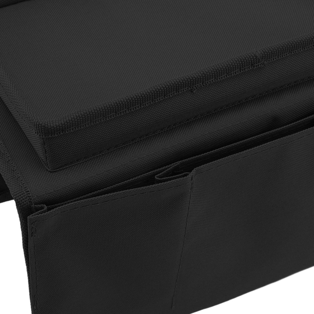Sofa Tray Folding Arm Storage Holder Table 600D Oxford Cloth Side Pockets for Couch Black