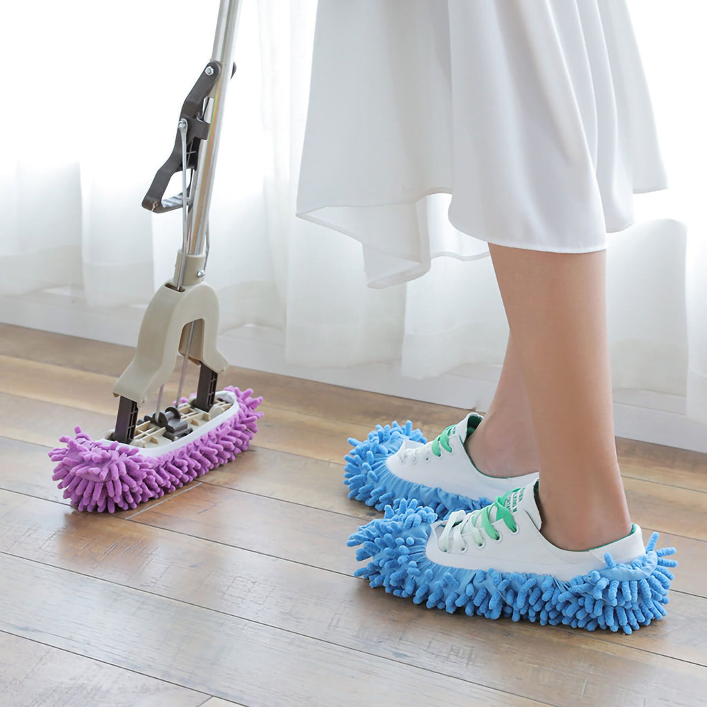 5PCS Mop Slippers Chenille Soft Strong Water Absorption Dust Removing Mop Shoe Cover for Home