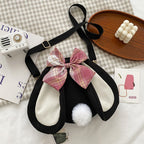 Rabbit Ear Crossbody Bag Summer Oxford Cloth Lovely Bowknot Crossbody Bag for Girls Black