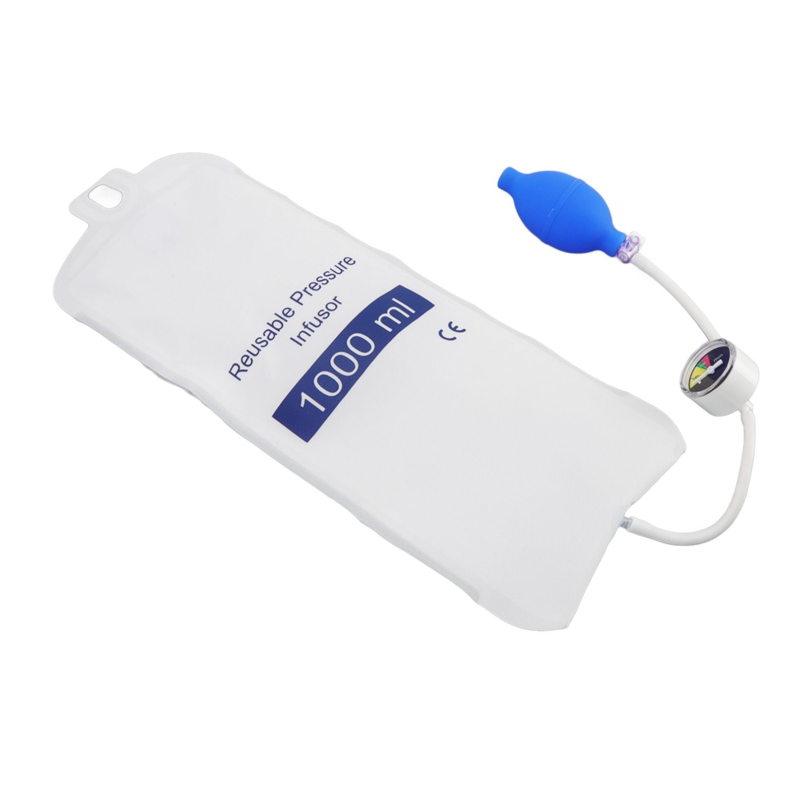 Pressure Infusion Bag with Pressure Gauge Strong Wear Resistance Air Tightness Fluid Quick Infusion for Emergency Patient 1000ml