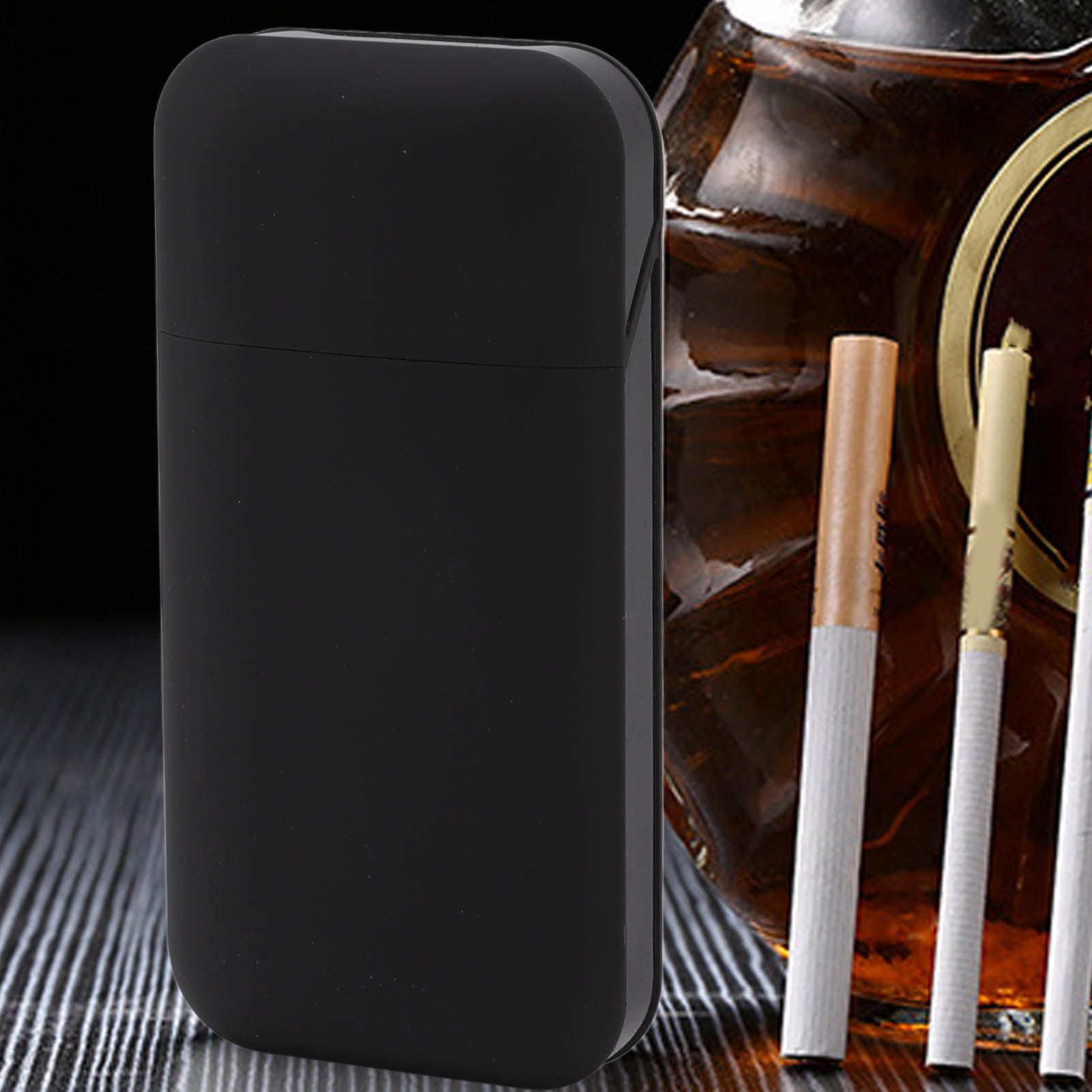 Cigarette Case Height Adjustable Thick Thin Cigarettes Dual Use Lighter Split Cigarette Case Holder Black