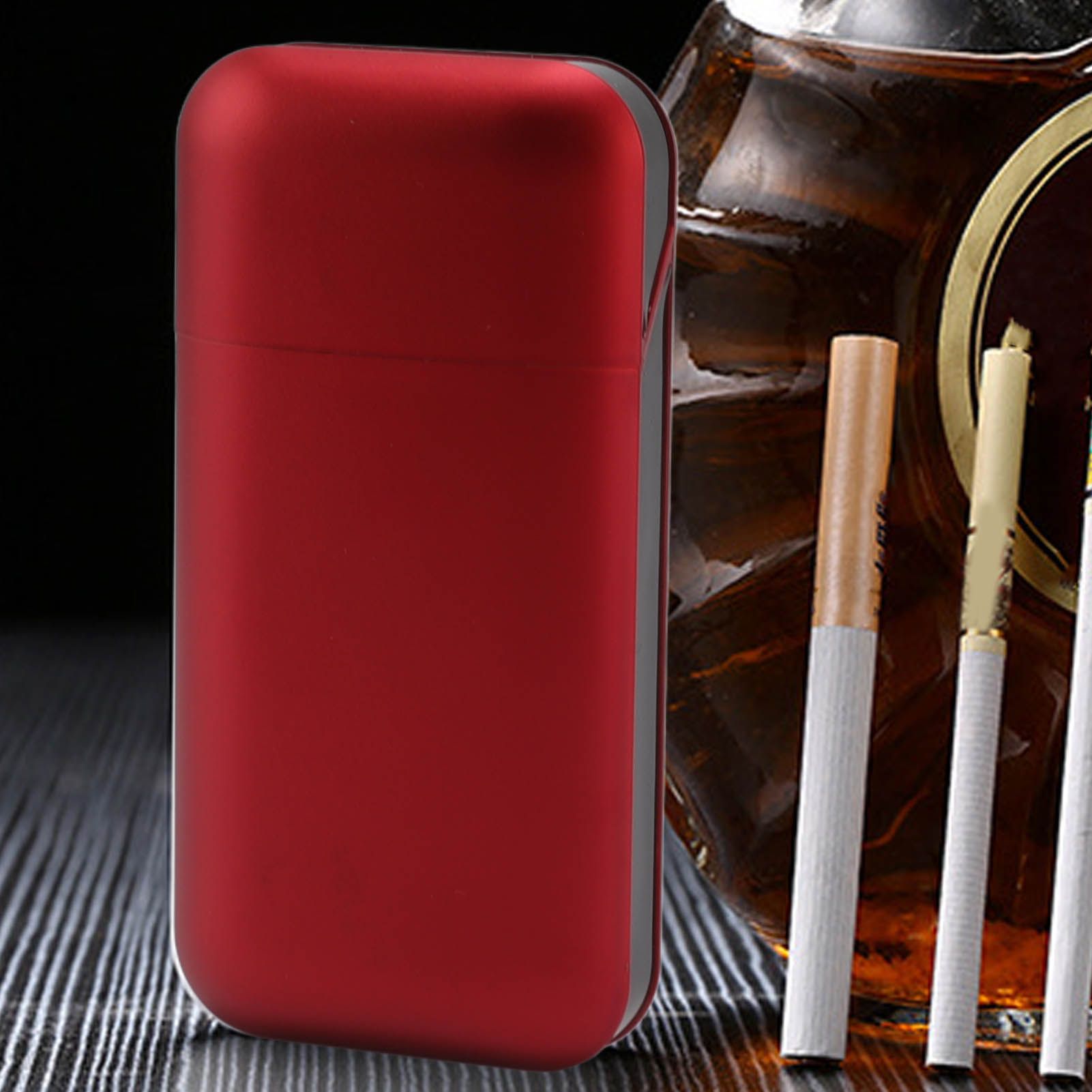 Cigarette Case Height Adjustable Thick Thin Cigarettes Dual Use Lighter Split Cigarette Case Holder Red