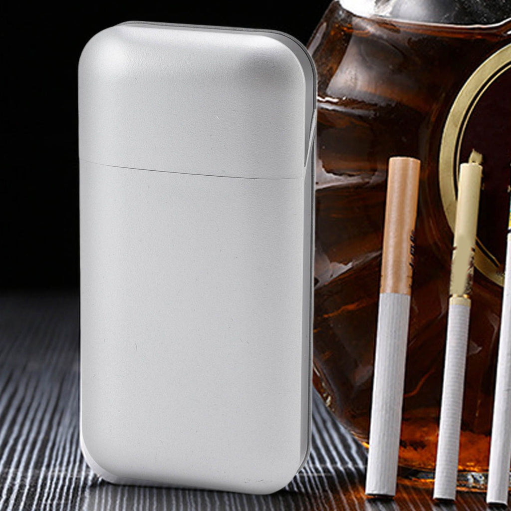 Cigarette Case Height Adjustable Thick Thin Cigarettes Dual Use Lighter Split Cigarette Case Holder Silver