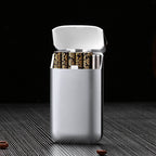Cigarette Case Height Adjustable Thick Thin Cigarettes Dual Use Lighter Split Cigarette Case Holder Silver