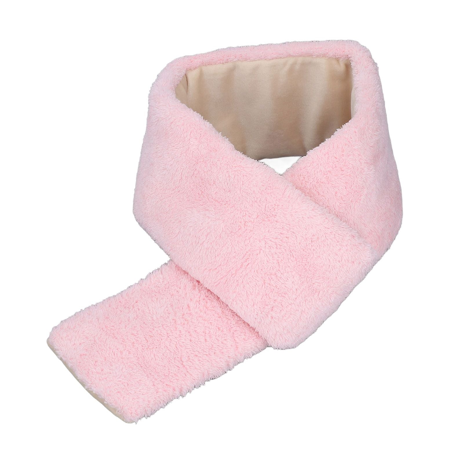 Electric Heating Scarf Evenly Heating Comfortable Skin Friendly Short Plush Pink USB Heated Scarf for Winter
